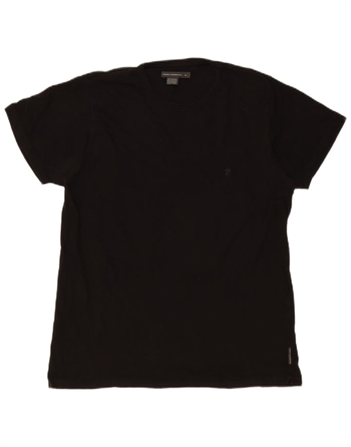 French Connection Herren T-Shirt Top XL Schwarz Baumwolle