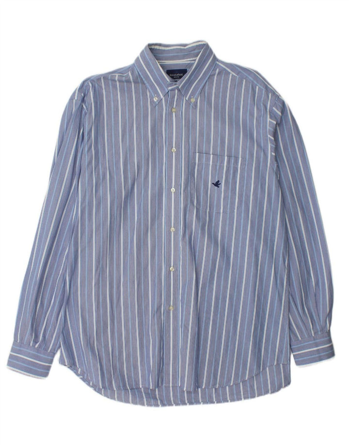 BROOKSFIELD Mens Shirt Size 43 Large Blue Striped Cotton
