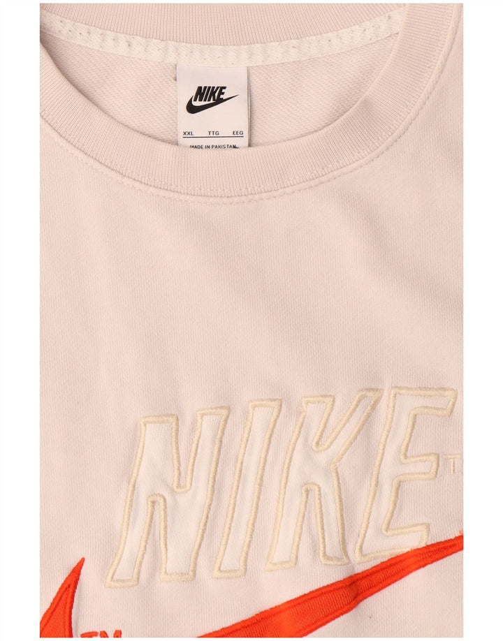 Nike Herren-Sweatshirt mit Grafik, 2XL, weiße Baumwolle