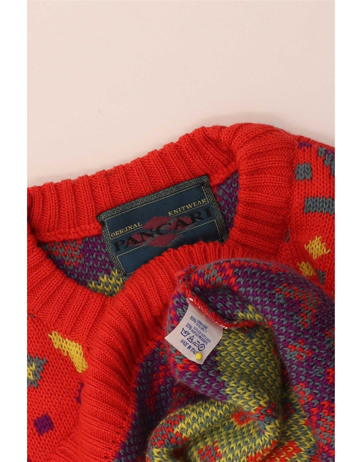 Pancari Herren-Pullover mit Rundhalsausschnitt, große rote geometrische Wolle