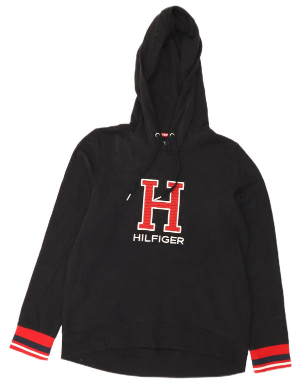 Tommy Hilfiger Damen-Kapuzenpullover mit Grafik, UK 14, Mittelschwarz, Farbblock