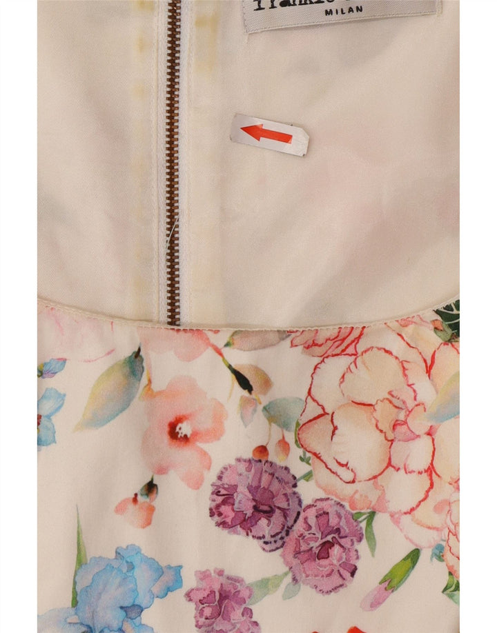 Frankie Morello Damen Ärmelloses Etuikleid IT 42 Mittelweiß geblümt