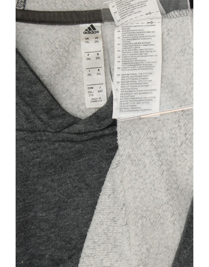 ADIDAS Mens Hoodie Jumper 2XL Grey Cotton Vintage Adidas and Second-Hand Adidas from Messina Hembry 