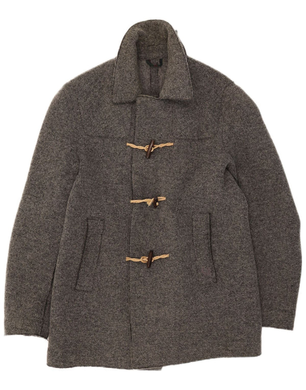 Fred Perry Herren Strick-Duffle-Jacke UK 40 Große graue Wolle