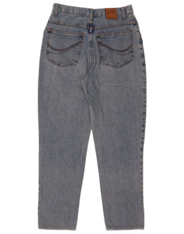 Think Pink Damen-Jeans mit hoher Taille und schmal zulaufendem Bein, Größe 42, Mittel W26 L27, Blau, Baumwolle