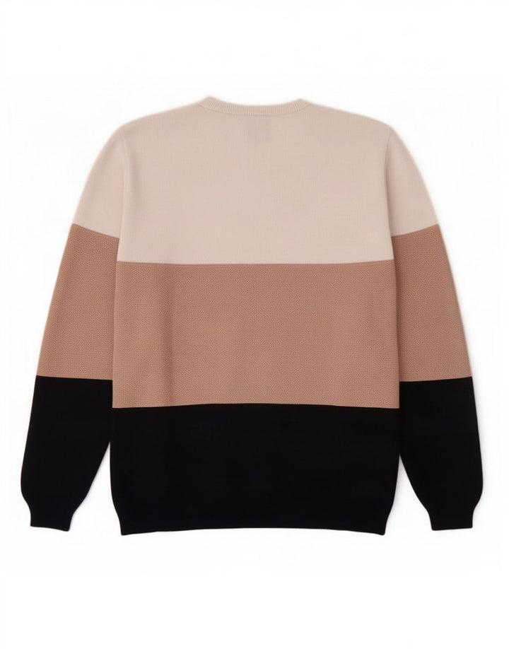 Zara Herren-Pullover mit Rundhalsausschnitt, mittelgroß, mehrfarbig, Farbblock