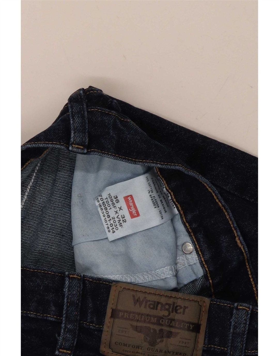 Wrangler Herren Straight Jeans W36 L32 Marineblaue Baumwolle