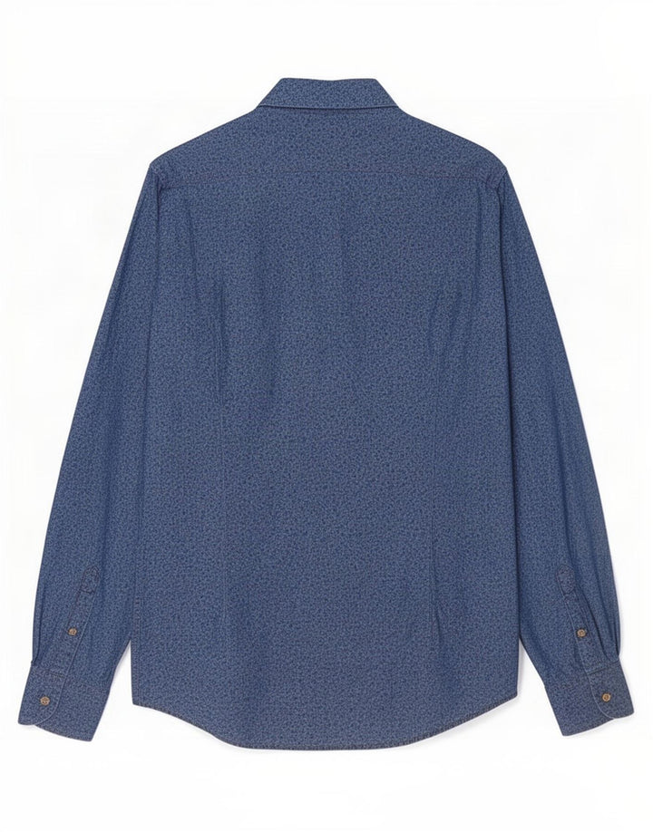 Massimo Dutti Herrenhemd, klein, blau, geblümt, Baumwolle