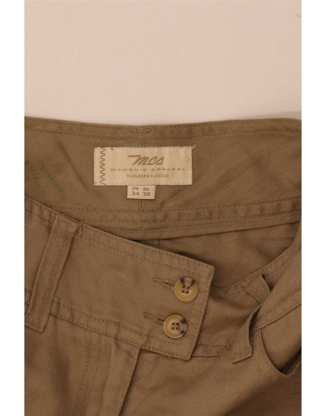 Marlboro Classics Damen A-Linienrock EU 38 Medium W26 Khaki Leinen