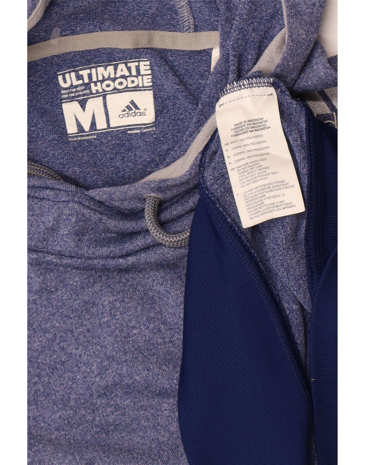 Adidas Damen Kapuzenpullover UK 14 Mittelblau meliertes Polyester