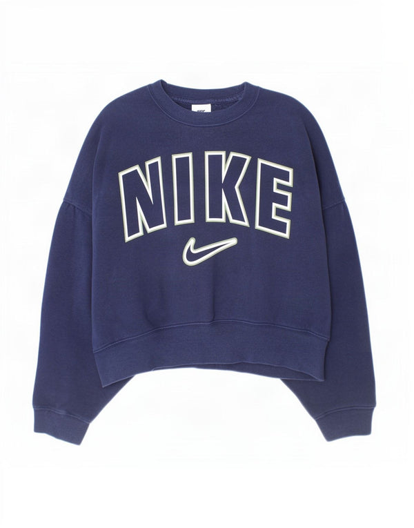 Nike Mädchen-Sweatshirt mit Grafik, 8–9 Jahre, Größe S, Marineblau, Baumwolle