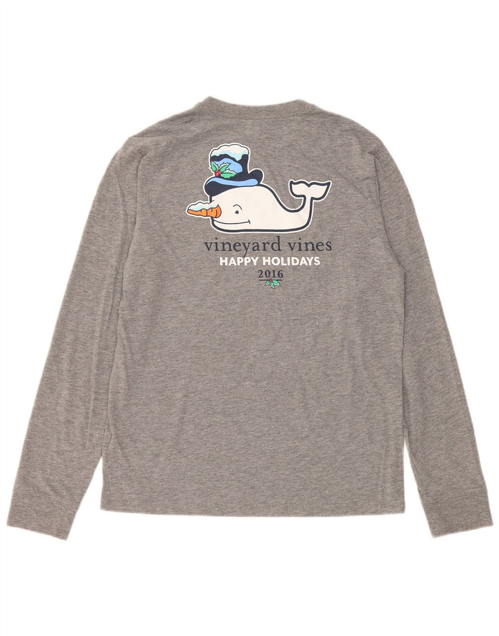 VINEYARD VINES Boys Graphic Top Long Sleeve 15-16 Years Large  Grey Cotton
