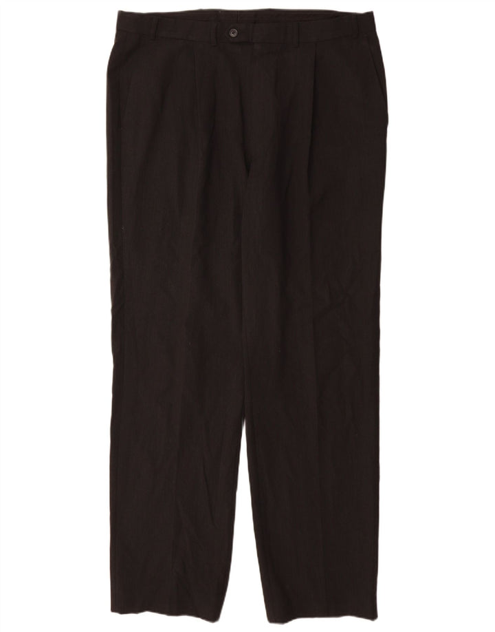 Marks & Spencer Herren-Anzughose mit Pegged-Anzug, W36, L32, schwarzes Polyester