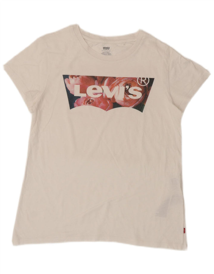 Levi's Damen-T-Shirt mit Grafik, UK 12, mittelweiße Baumwolle