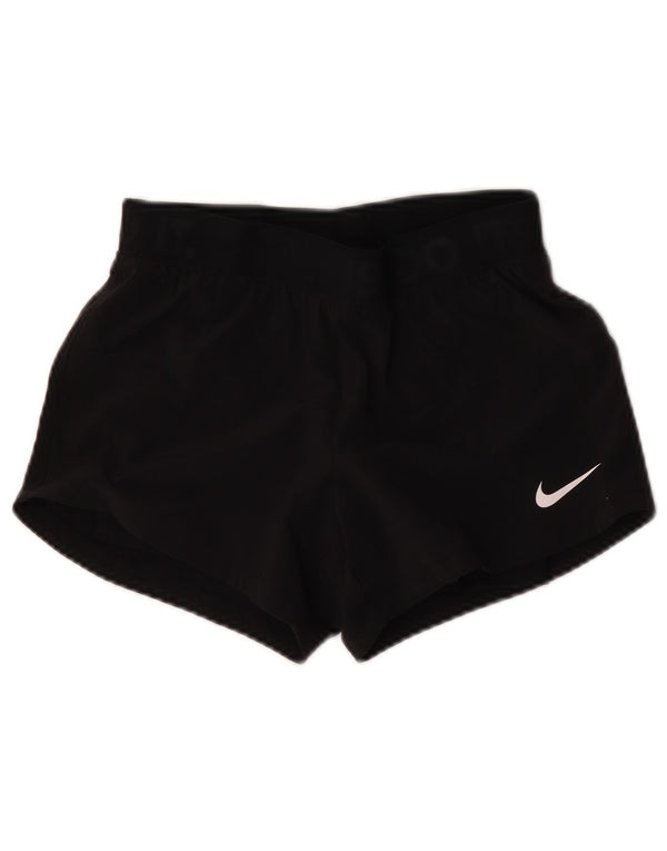 Nike Damen Dri Fit Graphic Sport Shorts UK 6 XS Schwarz Polyester