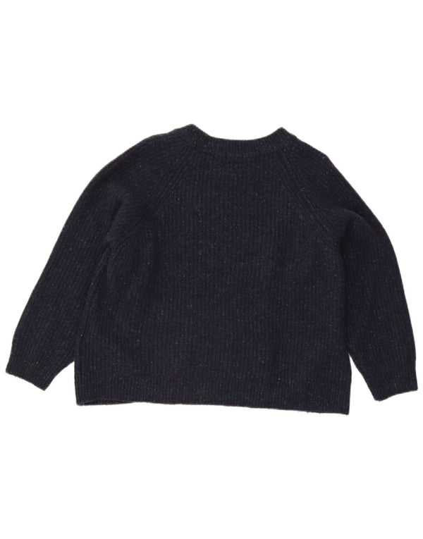 Superdry Damen-Pullover mit U-Boot-Ausschnitt, UK 16, Größe L, marineblau gesprenkelte Wolle