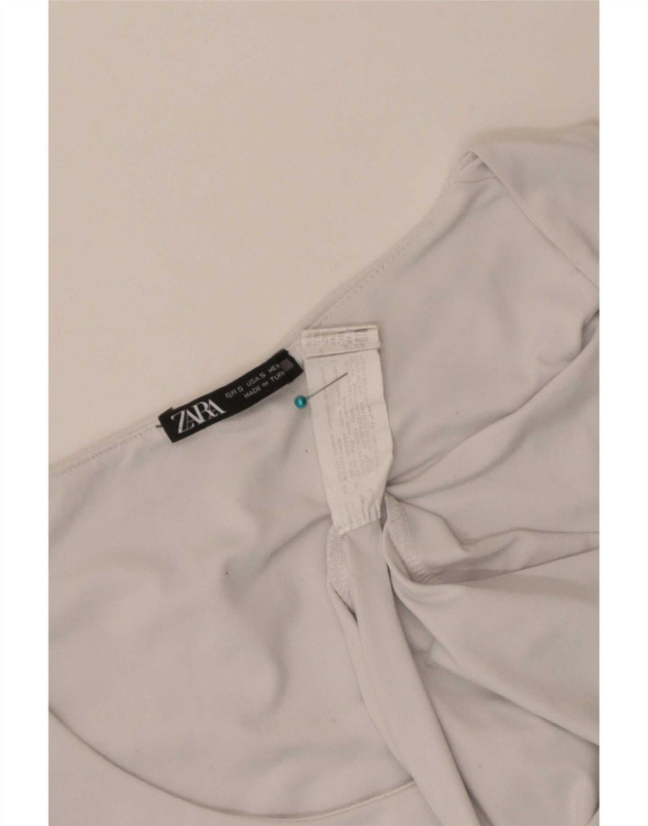 Zara Damen Weste Top UK 8 Small Weiß Polyamid