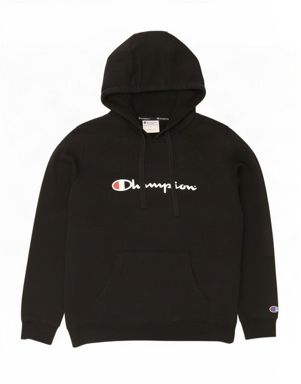 Champion Womens Graphic Hoodie Pullover UK 18 XL Schwarz Baumwolle