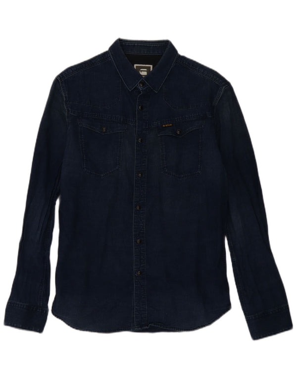 G-STAR Mens Denim Shirt Large Navy Blue Cotton