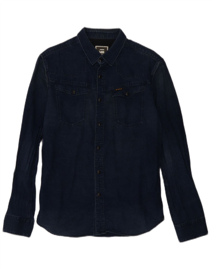 G-STAR Mens Denim Shirt Large Navy Blue Cotton