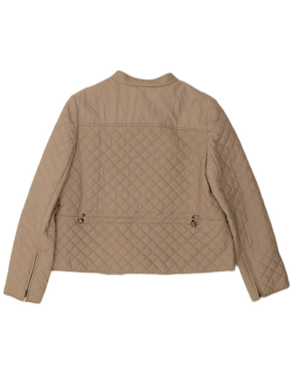 Hobbs Damen Crop Quilted Jacket UK 16 Large Beige Baumwolle