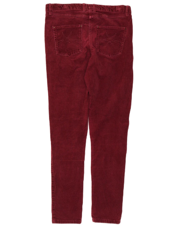 Marks & Spencer Womens Corduroy Trousers UK 10 Small W30 L28 Burgundy