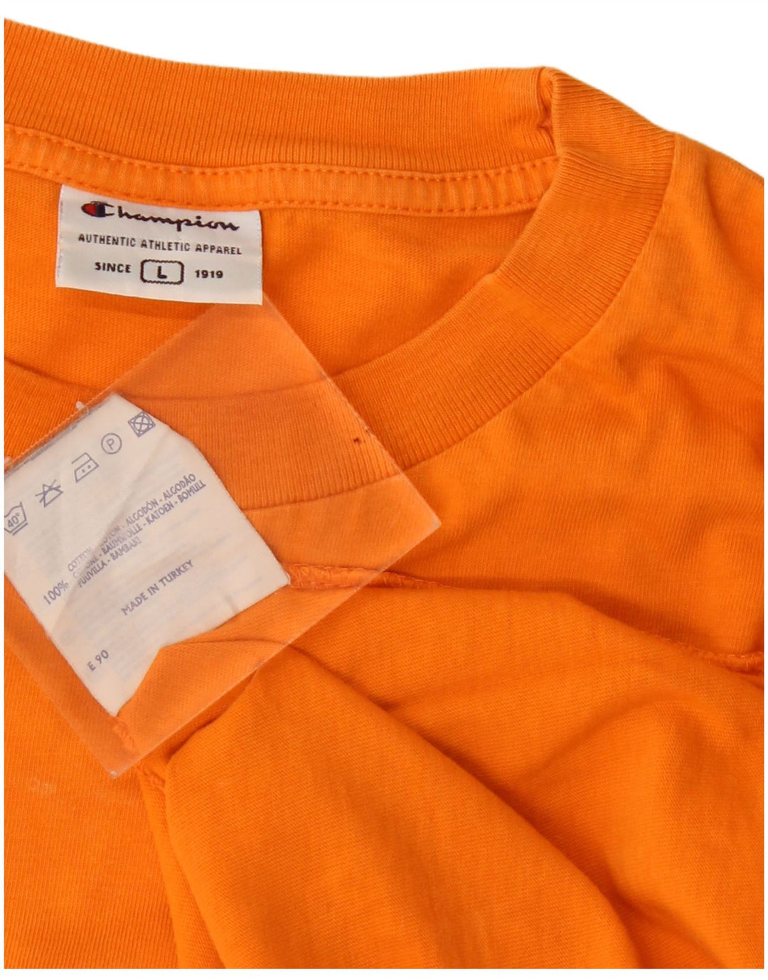 Champion Herren T-Shirt Top Large Orange Baumwolle