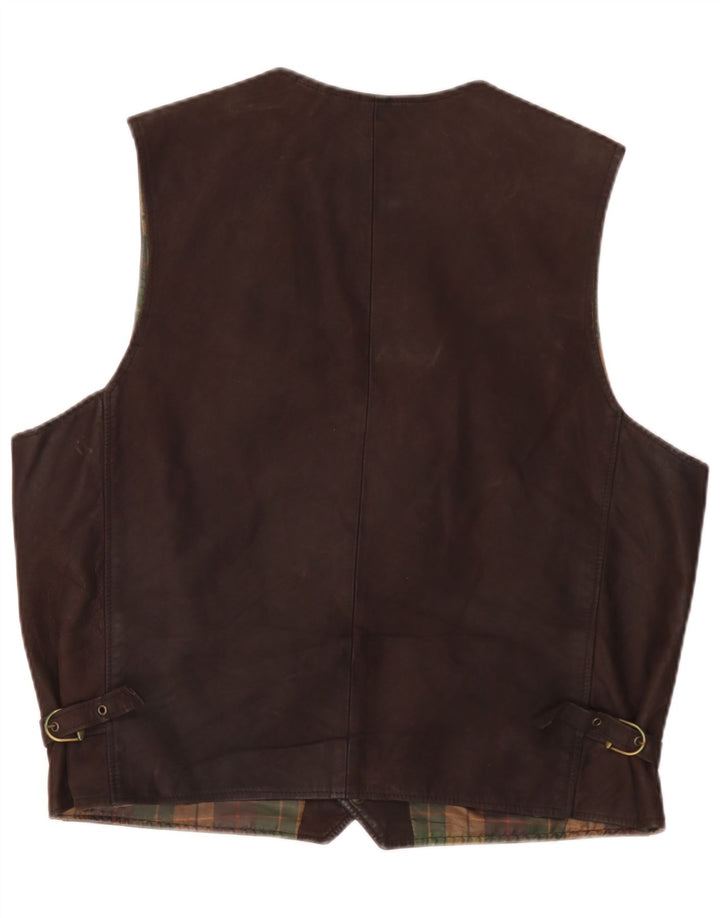 Vintage Herren Lederweste IT 56 2XL Braun