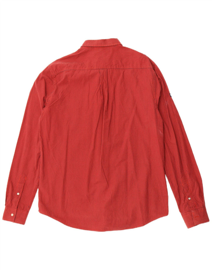 Superdry Herren-Hemd mit normaler Passform, XL, rotes Gingham-Baumwolle