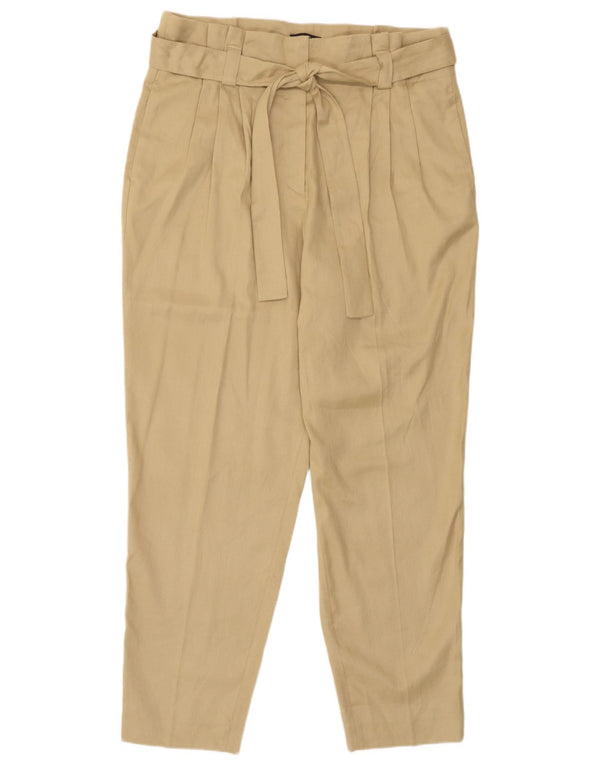 Massimo Dutti Womens High Waist Chino Trousers EU 44 XL W34 L28 Beige