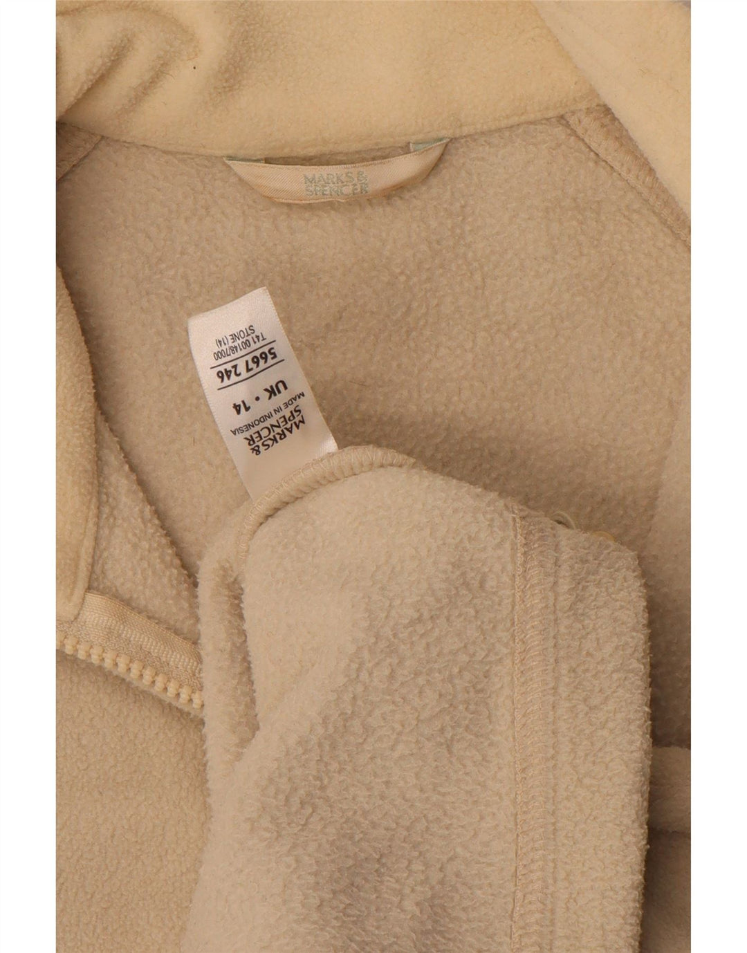 Marks & Spencer Damen Fleecejacke UK 14 Large Beige Polyester