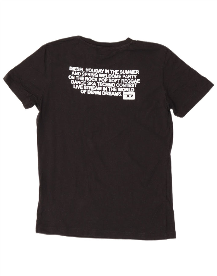 Diesel Herren-T-Shirt mit Grafik, Größe S, schwarze Baumwolle