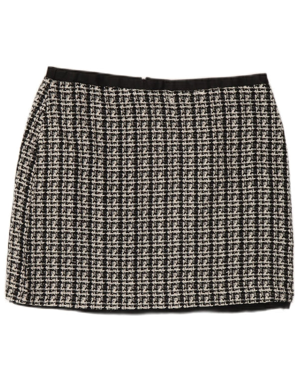 Oasis Damen Minirock UK 12 Medium W28 Grau kariertes Polyester