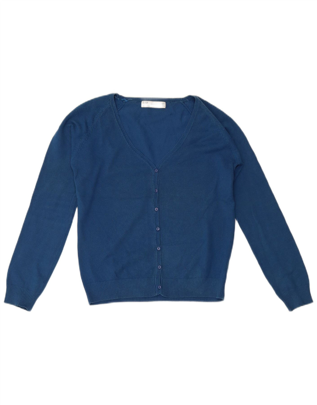 Zara Damen-Cardigan-Pullover UK 12 Mittelblaue Baumwolle