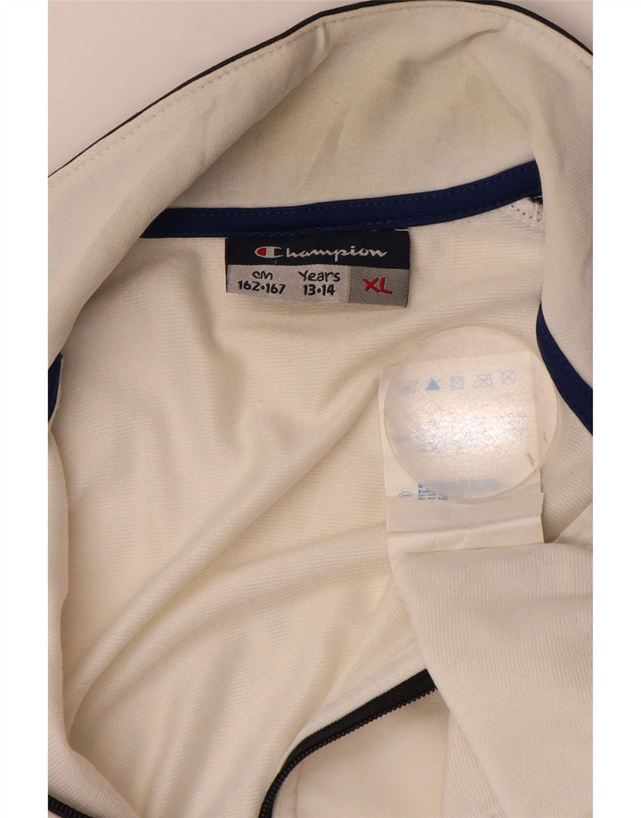 CHAMPION Jungen-Trainingsanzug-Top-Jacke, 13–14 Jahre, XL, Weiß, Farbblock