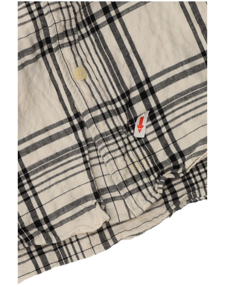 Zara Herren-Flanellhemd mit entspannter Passform, mittelgroße, cremefarbene Karo-Baumwolle