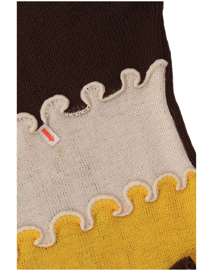 Vintage Damen Weste Tank Top UK 8 Small Braun Colourblock