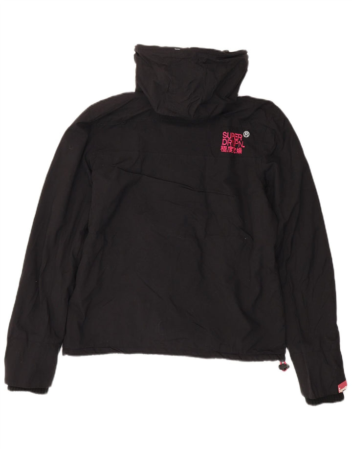 SUPERDRY Damen Windcheater Kapuzen-Windjacke UK 14 Medium Schwarz