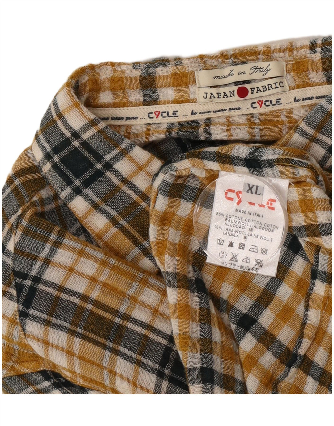 Cycle Mens Kariertes Flanellhemd XL Gelb karierte Baumwolle