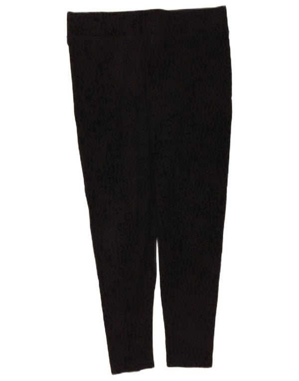 Marks & Spencer Damen Leggings UK 14 Große schwarze Baumwolle mit Animal-Print