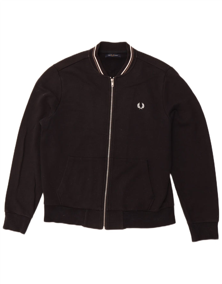 FRED PERRY Herren-Trainingsanzug-Top-Jacke, große schwarze Baumwolle
