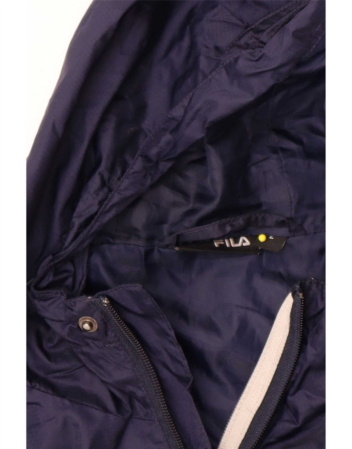 Fila Herren-Windbreaker-Mantel mit Kapuze, groß, marineblaues Colourblock-Nylon