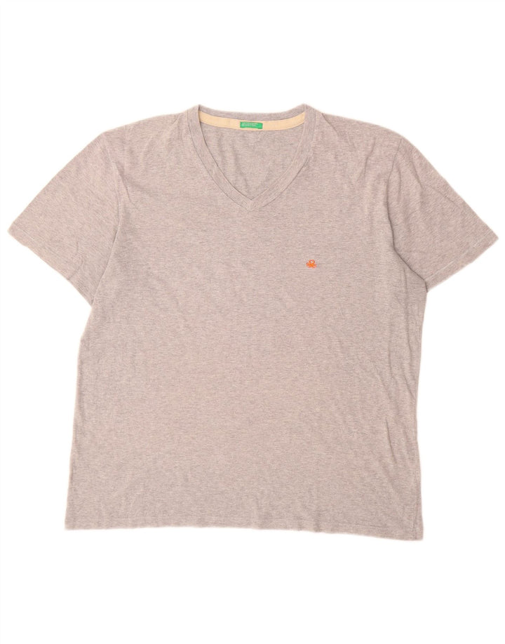 Benetton Herren T-Shirt Top Mittelgrau meliert