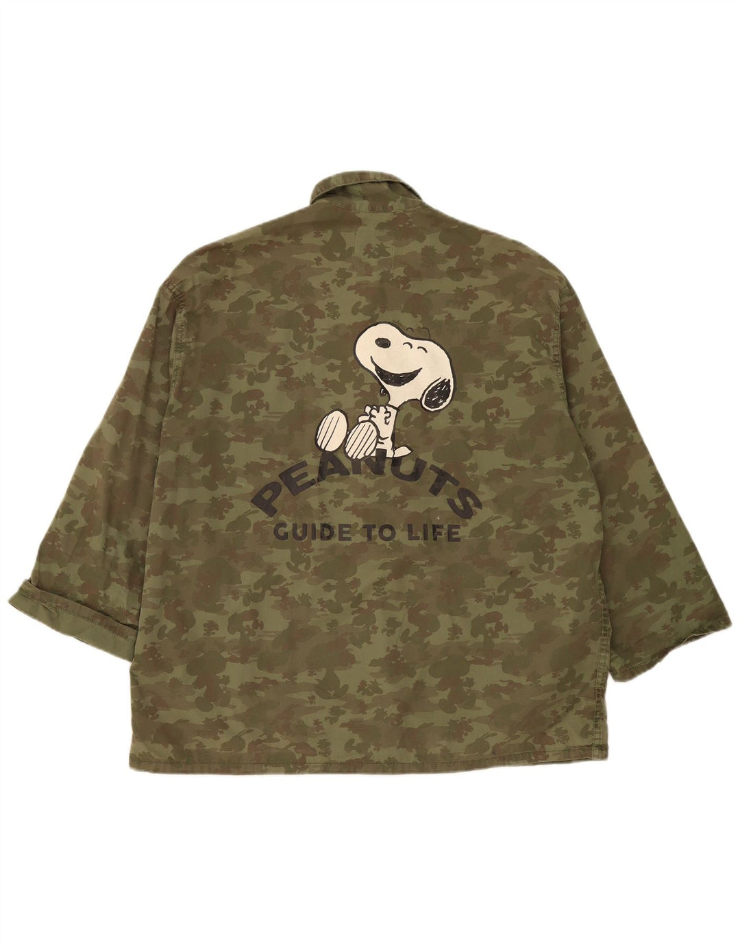 Zara Herren Peanuts Graphic Utility Jacke UK 38 Medium Khaki Camouflage