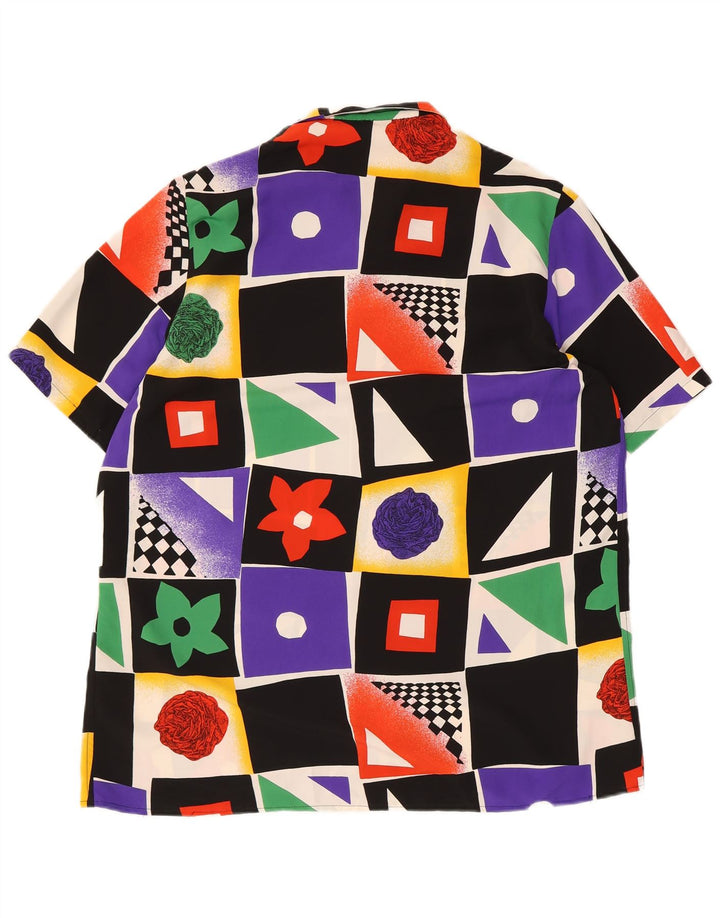 Vintage Herren Hemd mit abstraktem Muster, mittelgroß, mehrfarbig, geometrisch