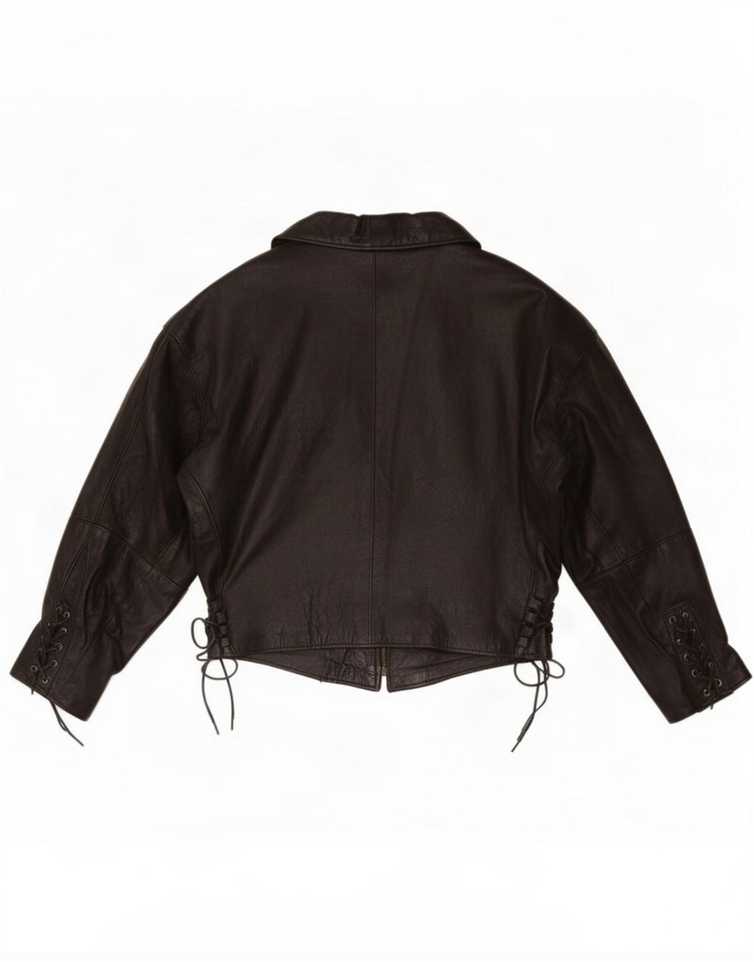 Vintage Damen Crop Lederjacke UK 16 Large Schwarz
