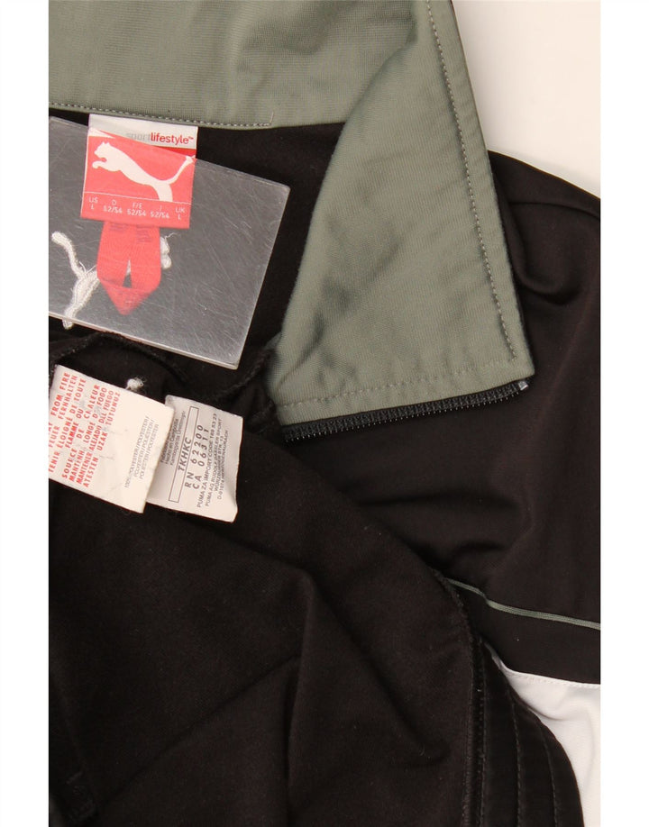 PUMA Herren-Trainingsanzug-Top-Jacke, großes schwarzes Farbblock-Polyester