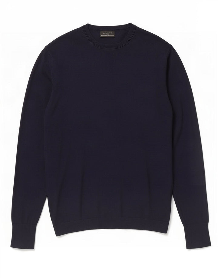 Zara Herren-Pullover mit Rundhalsausschnitt, mittlere marineblaue Viskose