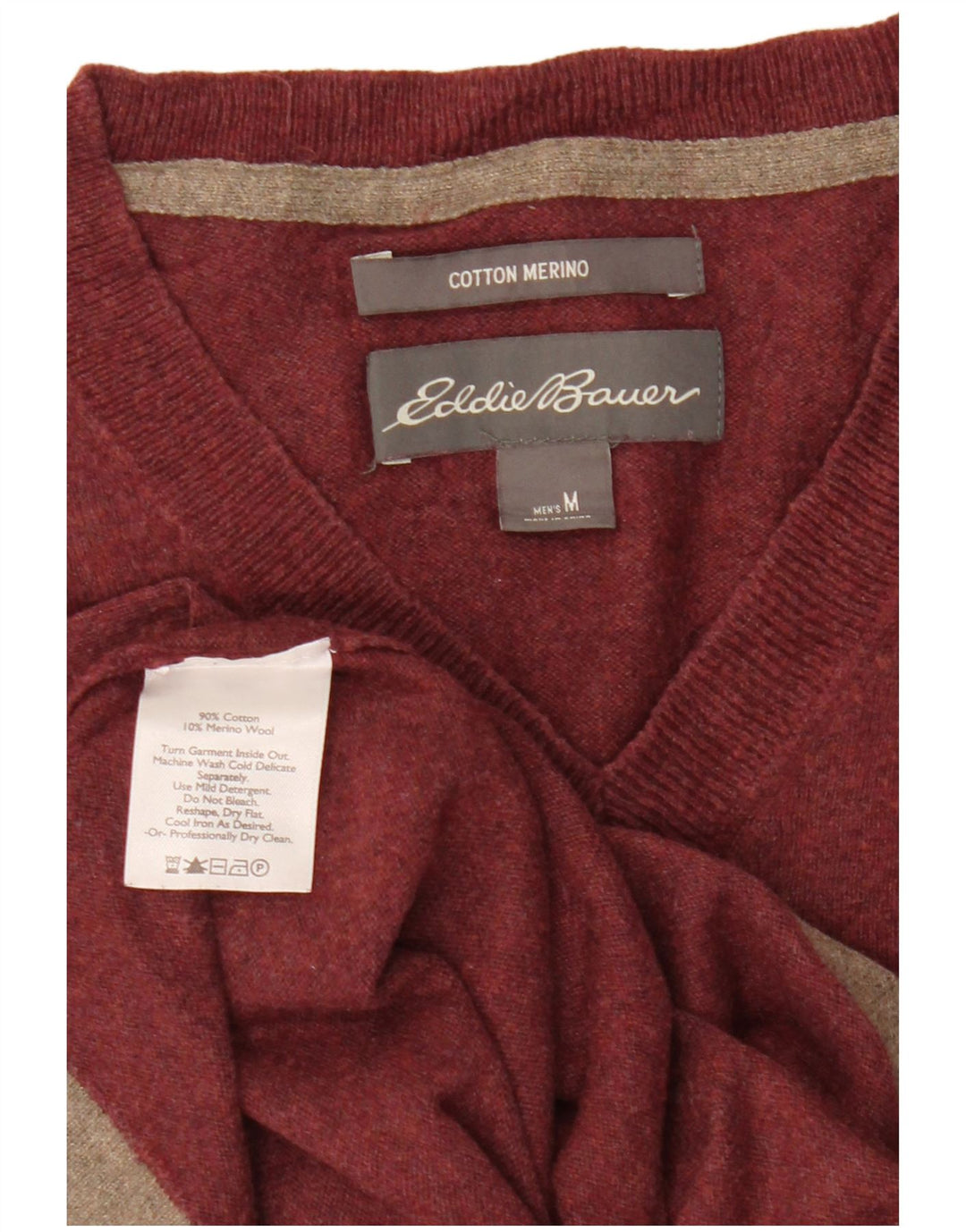 Eddie Bauer Herren-Pullover mit V-Ausschnitt, mittelgroße Baumwolle, Burgunderrot