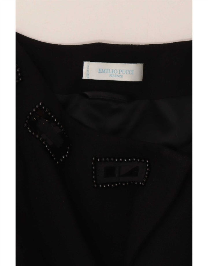 Emilio Pucci Damen Longline Blazer Jacke UK 14 Mittelschwarze Schurwolle